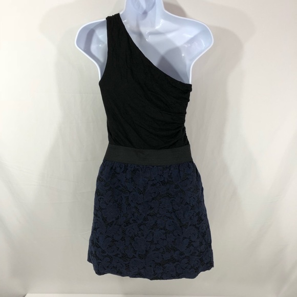 Aqua One Shoulder Lace Mini Dress Size M - Picture 2 of 8